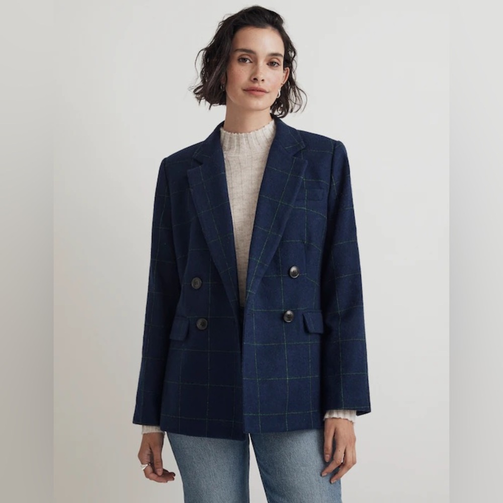 Aritzia Babaton Navy BLUE RED Striped Double-Breasted Blazer Jacket
